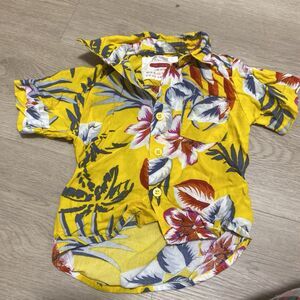 karusel baby boy hawaiian shirt 12m 1-2 years yellow red flowers s17
